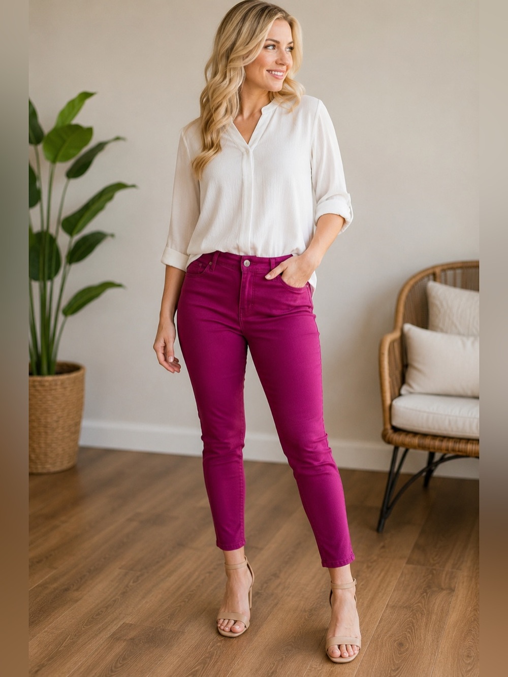 NWT Curve Appeal Minimalist Jegging Magenta Purple Size 10/30 Mid Rise